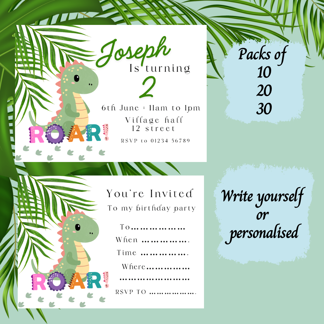 Personalised Dinosaur Childrens Invitations