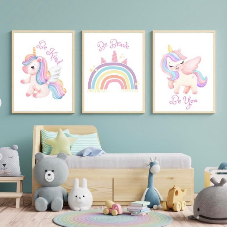 Be Kind, Be Brave , Be You Unicorn Prints Set Of 3