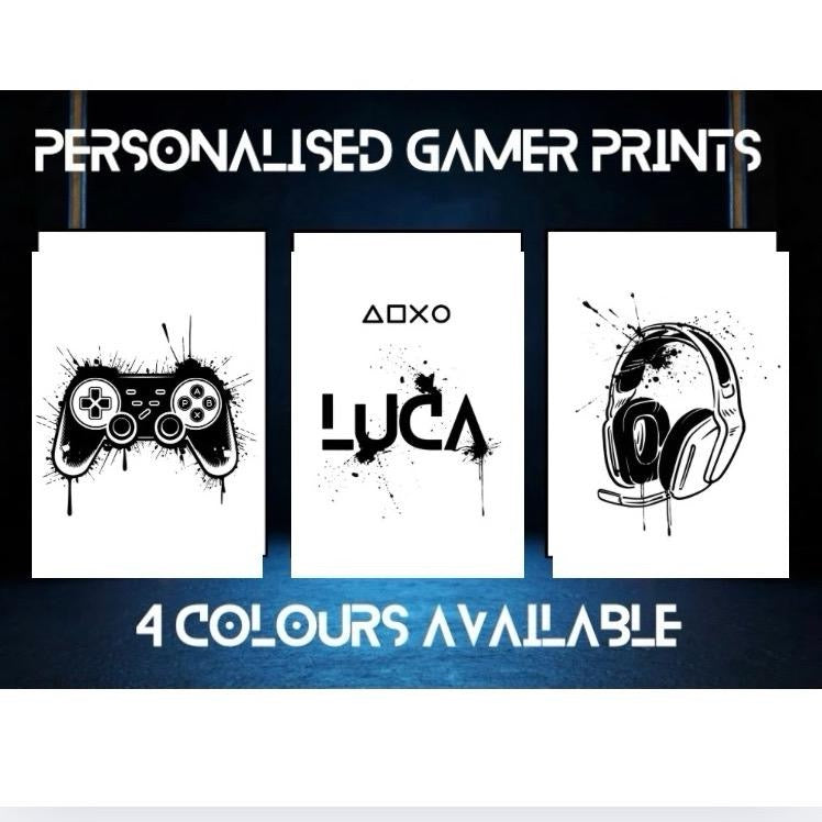 Personalised Gaming Prints Set Of 3