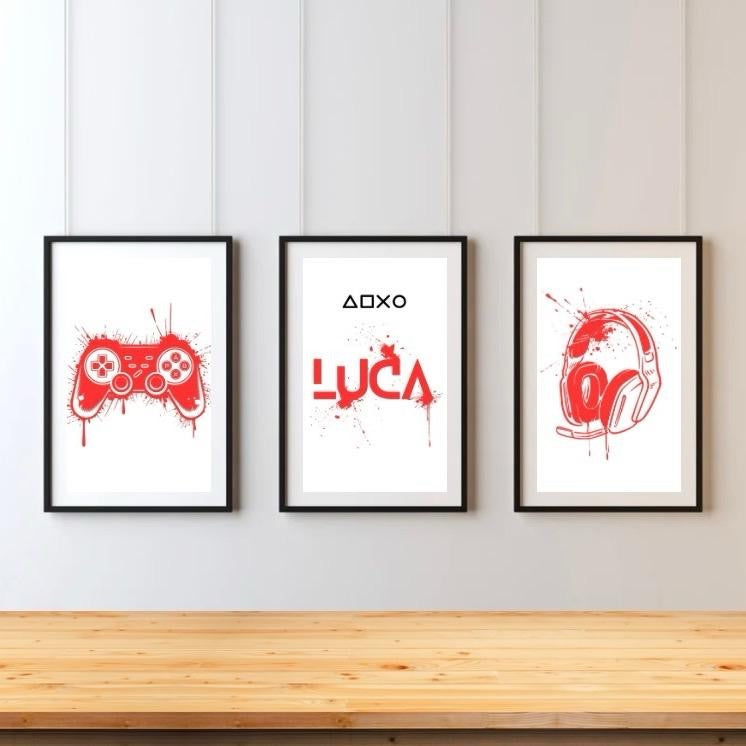 Personalised Gaming Prints Set Of 3
