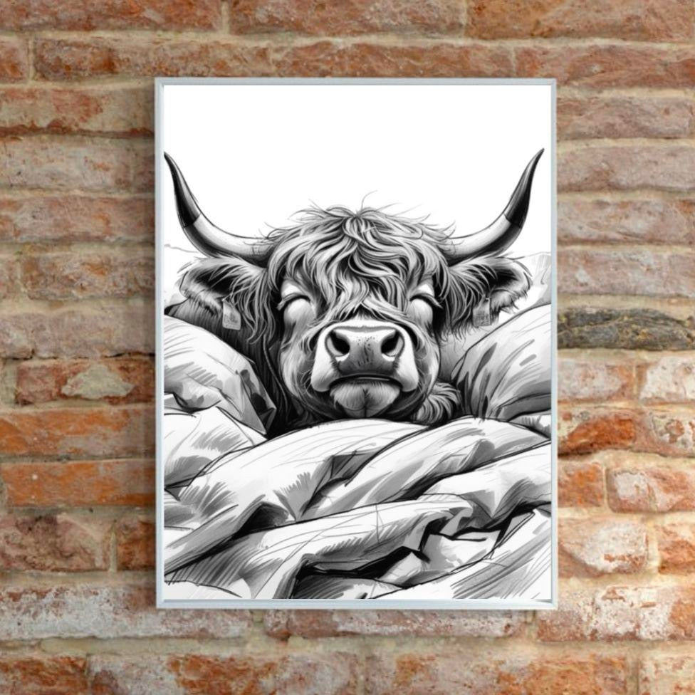 Sleeping Highland Cow Print
