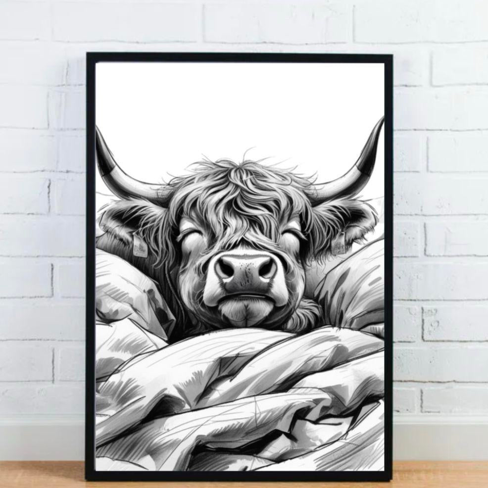 Sleeping Highland Cow Print