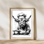 Highland Cow Cooking Print