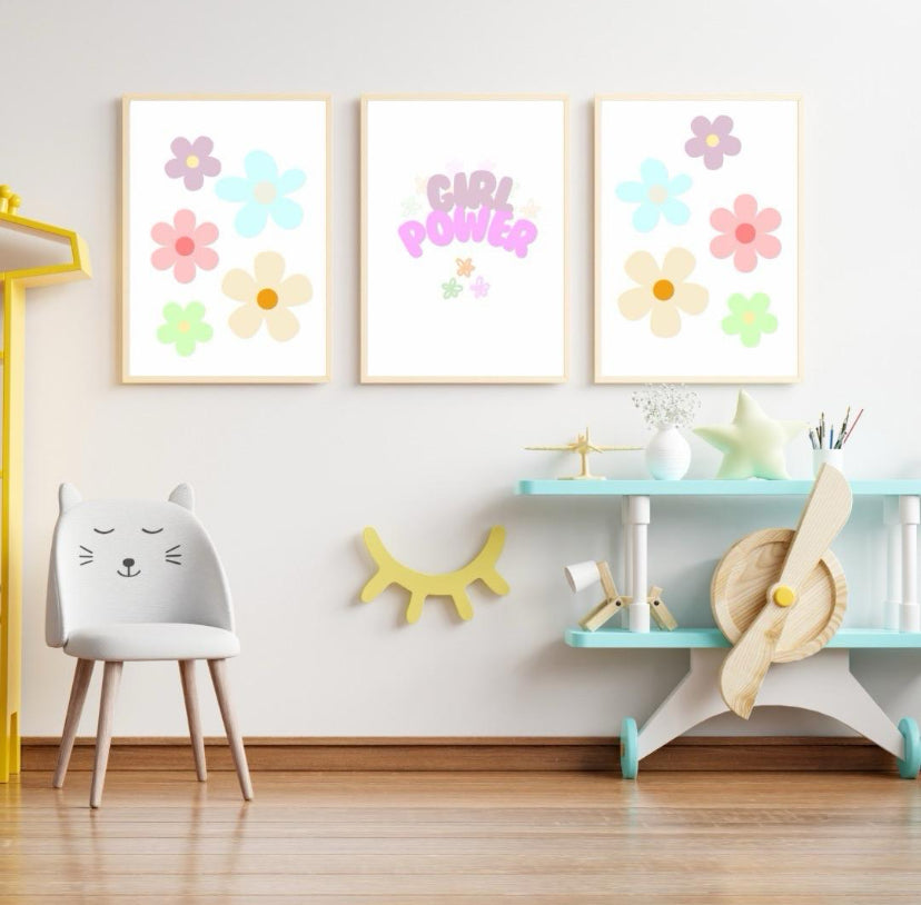 Girl Power Set of 3 Nursery Prints