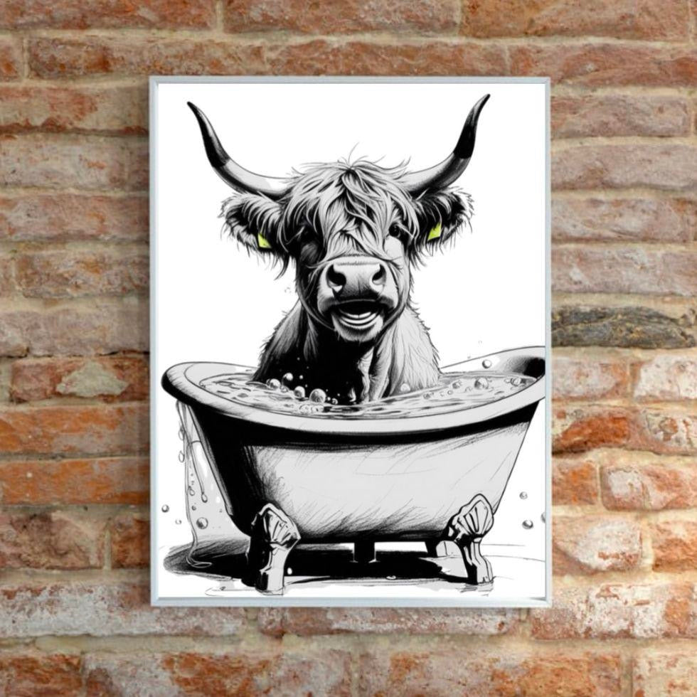 Highland Cow Having A Bath