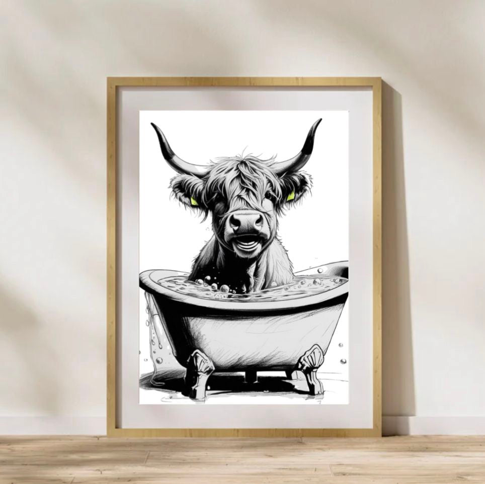 Highland Cow Having A Bath