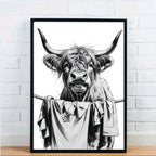 Highland Cow Sorting The Laundy