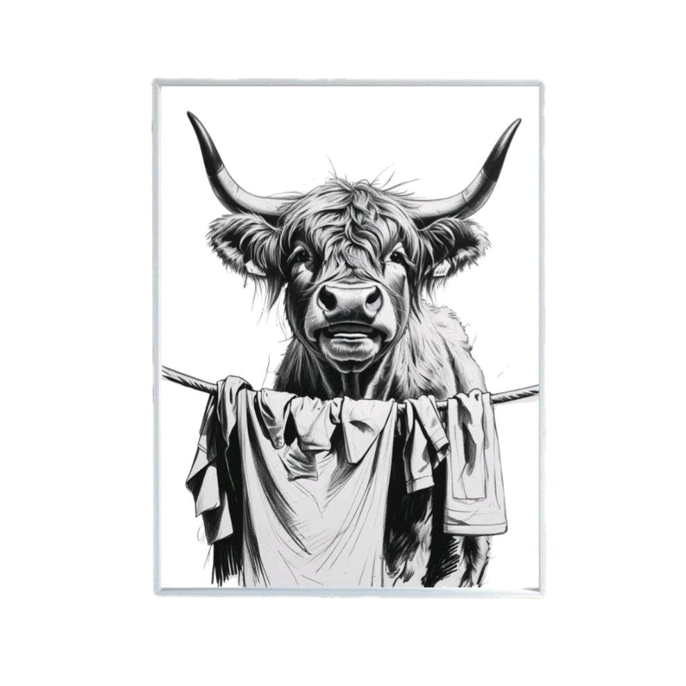 Highland Cow Sorting The Laundy