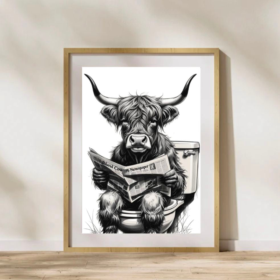 Highland Cow On The Toilet
