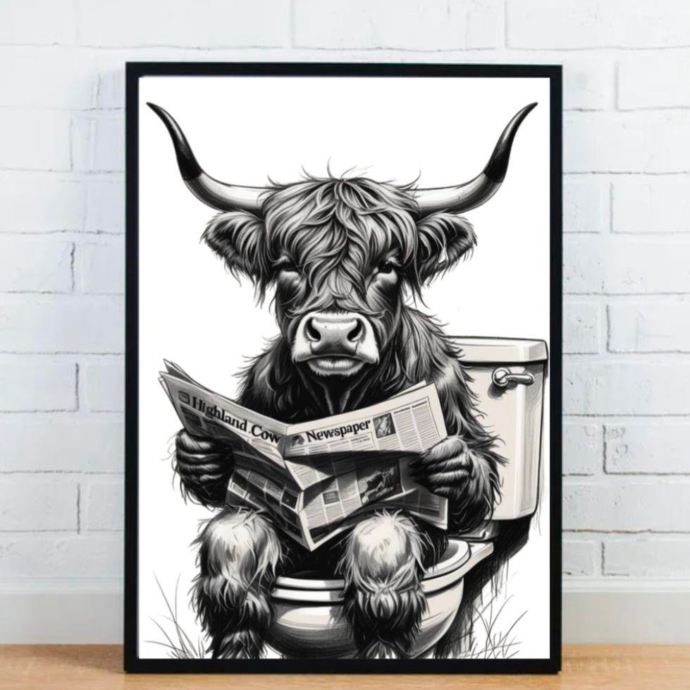 Highland Cow On The Toilet