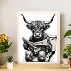 Highland Cow On The Toilet