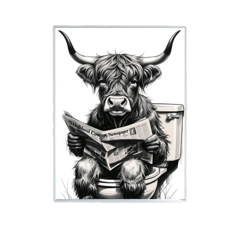 Highland Cow On The Toilet