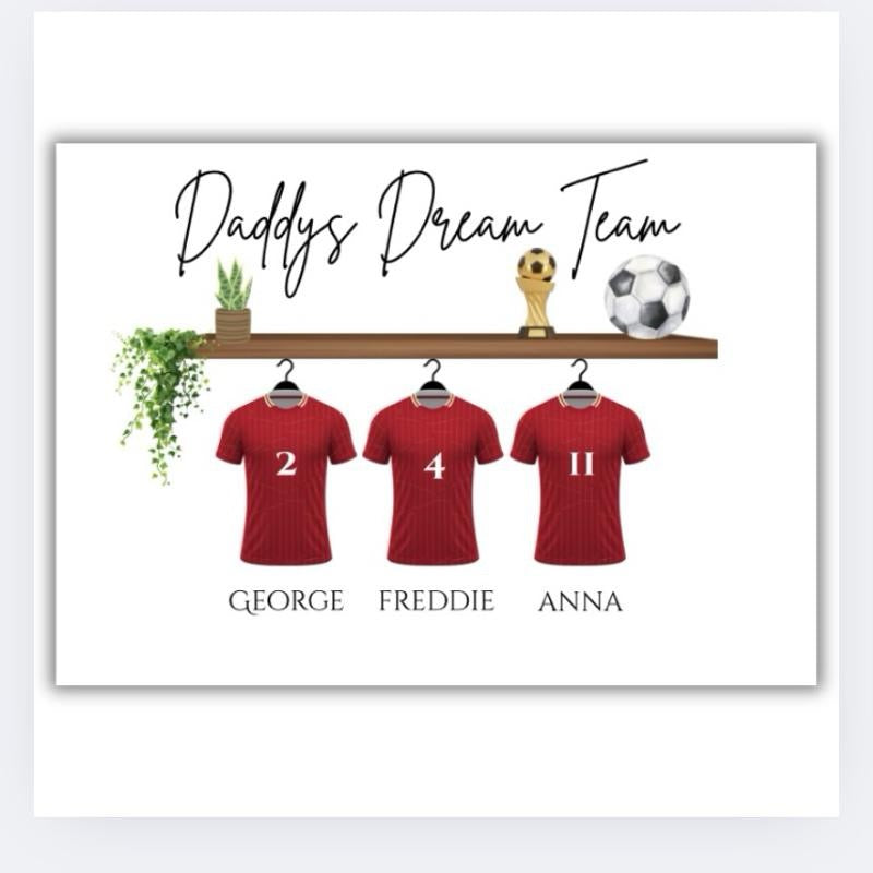 Daddys Dream Team Football Shirt Family Print
