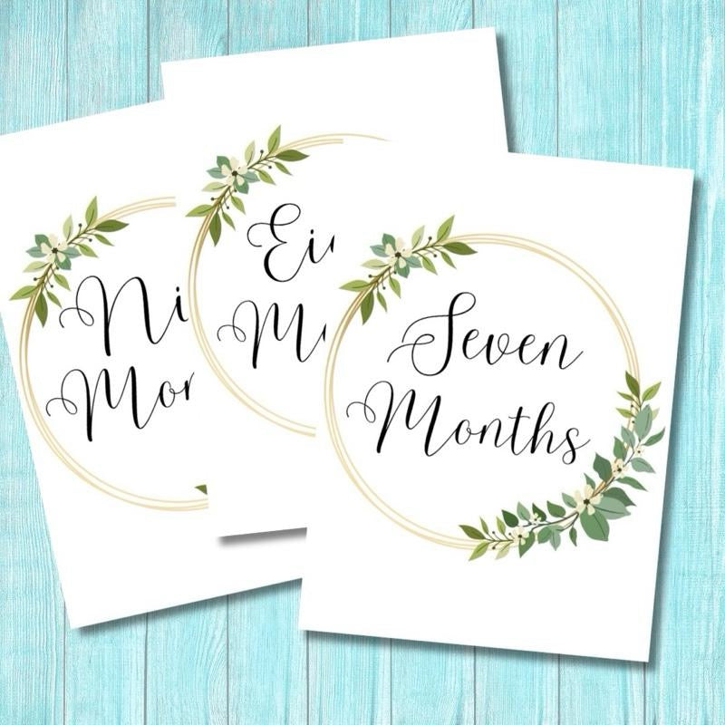 Floral Gold Baby Milestone Cards 1 to 12 Months