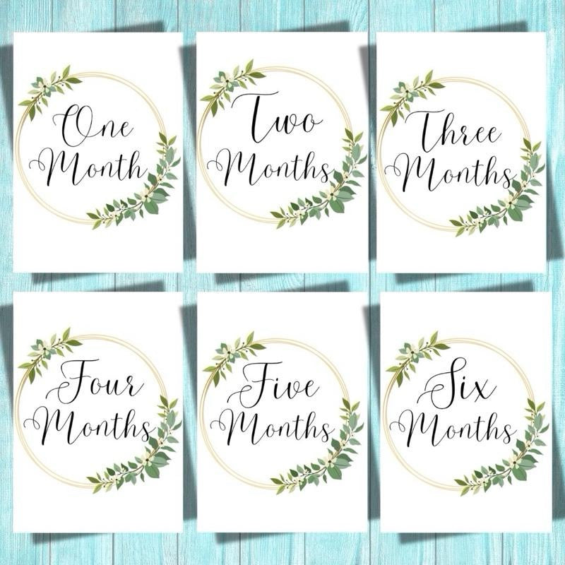 Floral Gold Baby Milestone Cards 1 to 12 Months