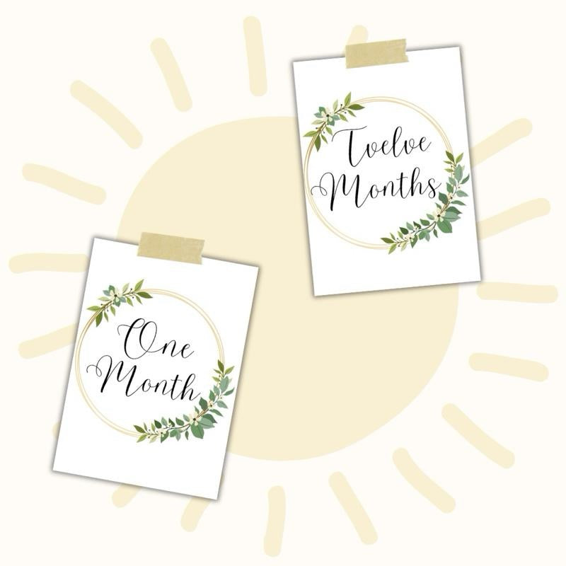 Floral Gold Baby Milestone Cards 1 to 12 Months
