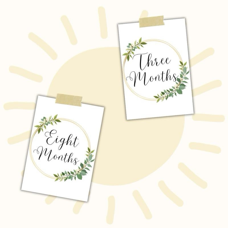 Floral Gold Baby Milestone Cards 1 to 12 Months