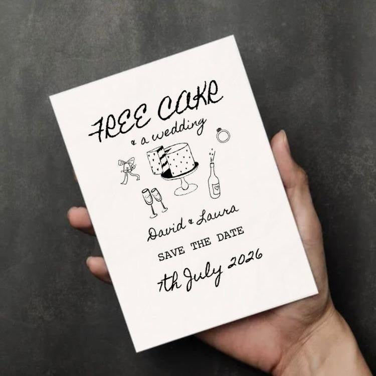 Free Cake & A Wedding - Save The Date Cards
