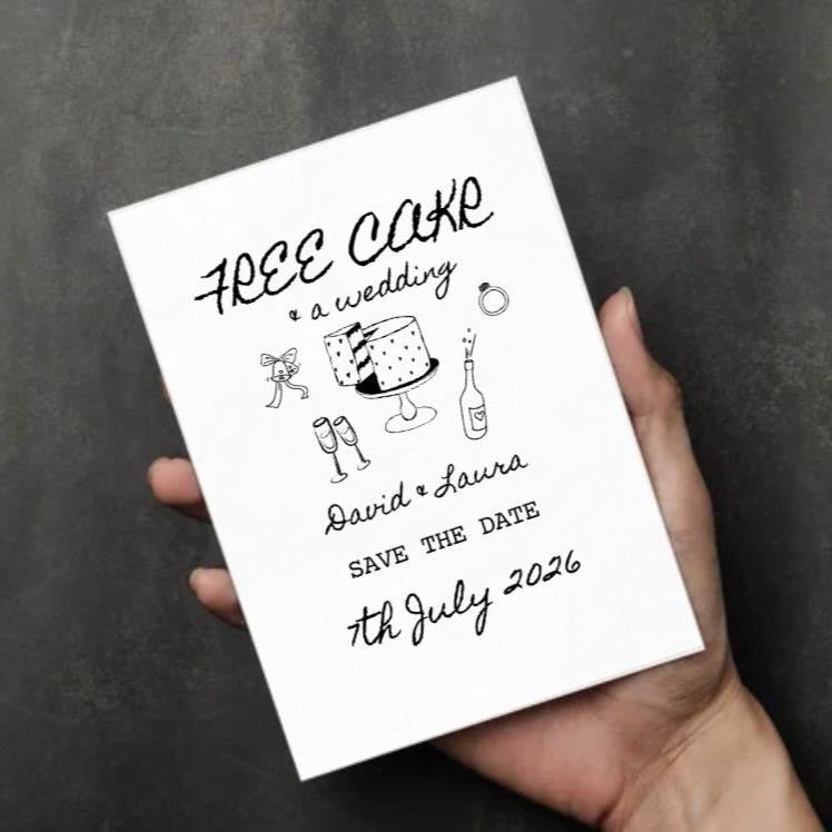 Free Cake & A Wedding - Save The Date Cards