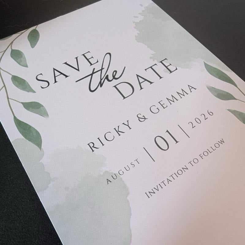 Sage Leaf Save The Date Cards