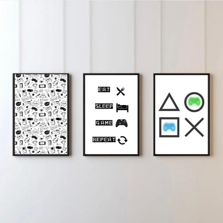 Eat Sleep Game Repeat. Set of 3