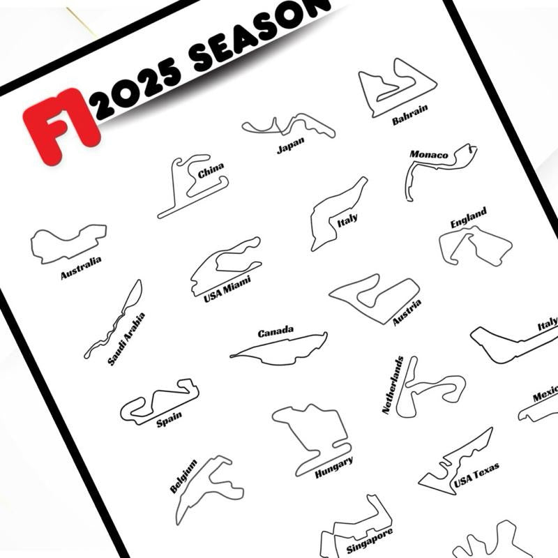 F1 All 2025 Season Track Print