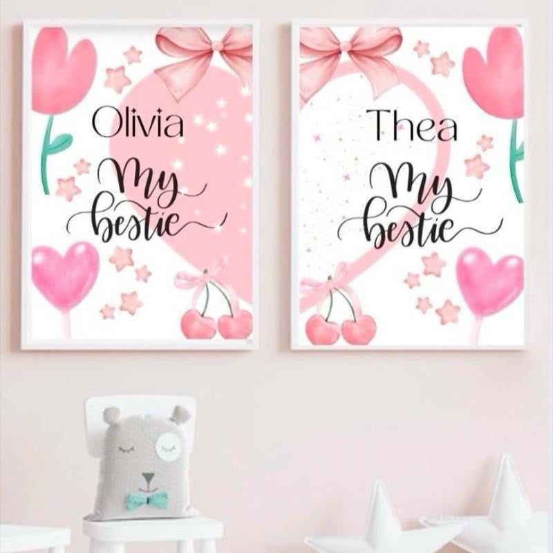 Girls Best Friend Set Of 2 Personalised Prints