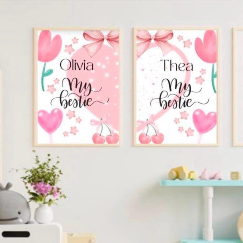 Girls Best Friend Set Of 2 Personalised Prints