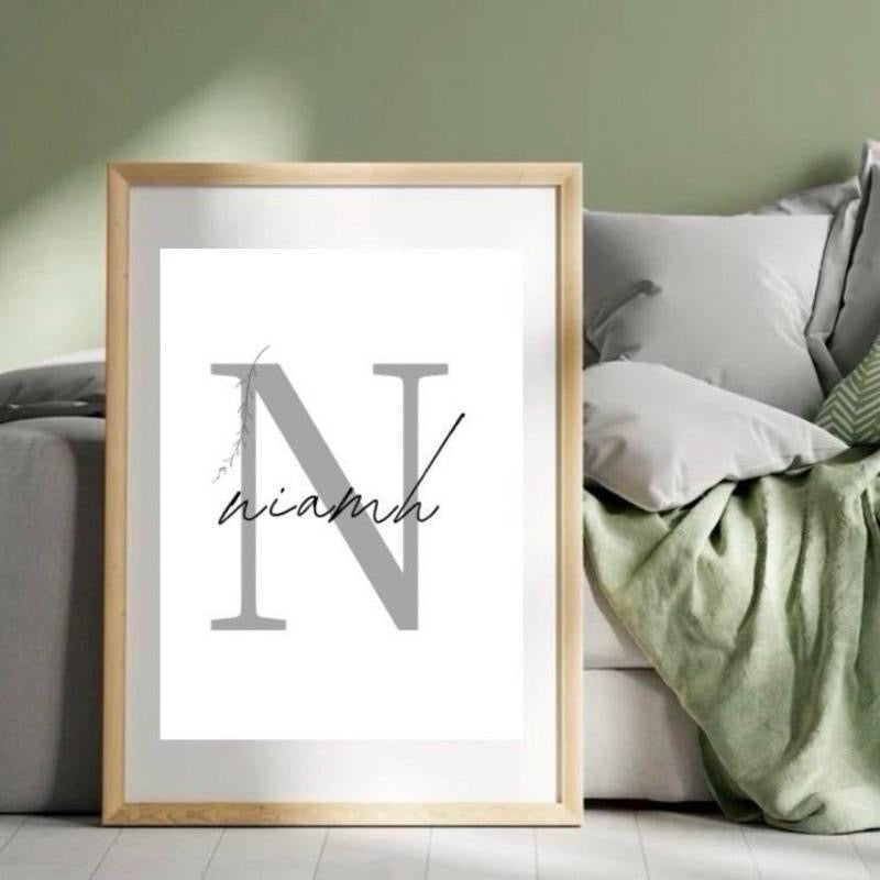 Grey Initial Name Print