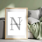 Grey Initial Name Print