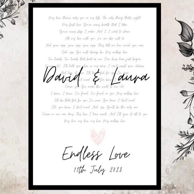 Wedding Lyric Personalised Print