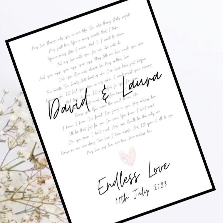 Wedding Lyric Personalised Print