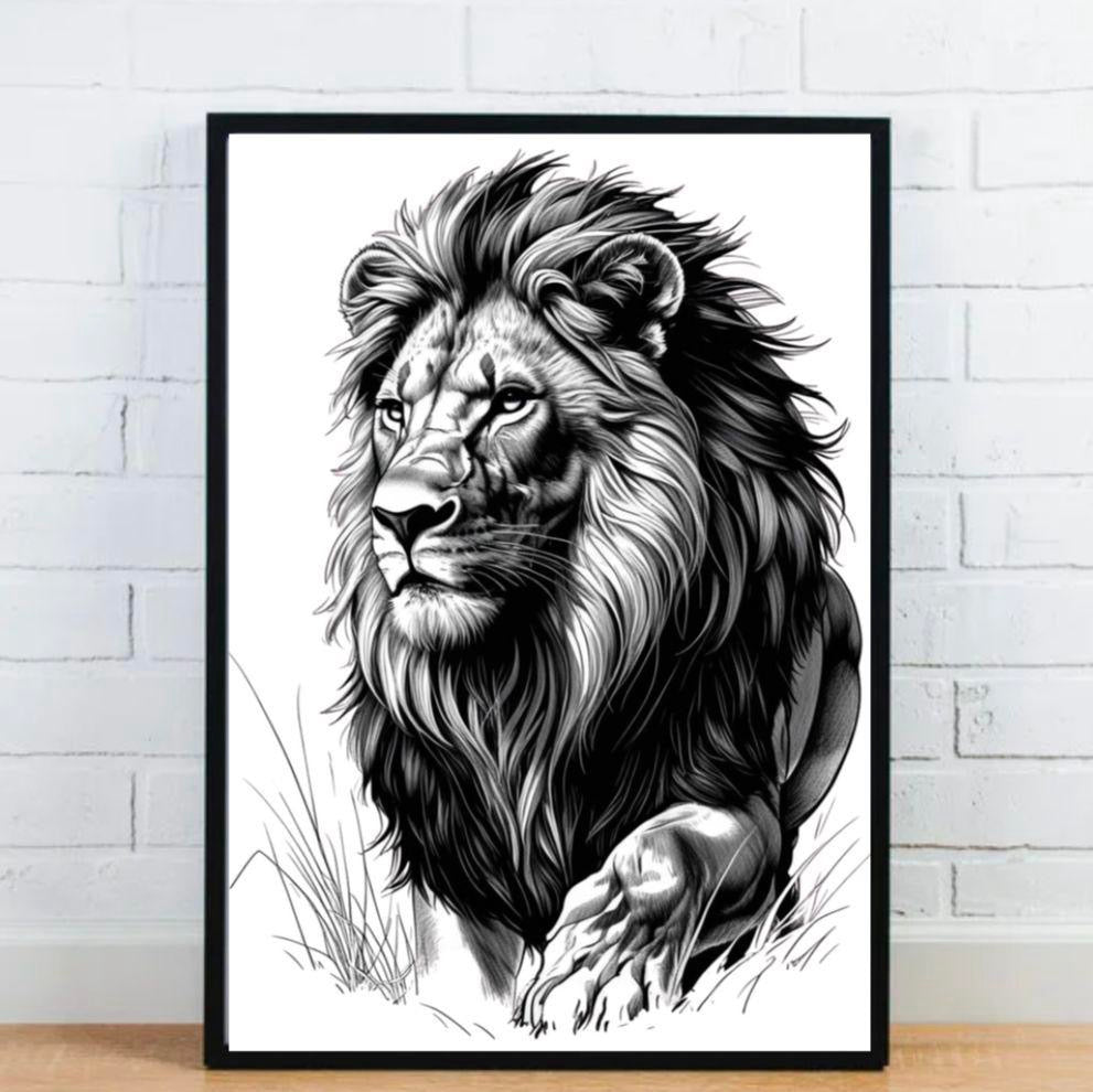 Lion Monochrome Print