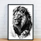 Lion Monochrome Print