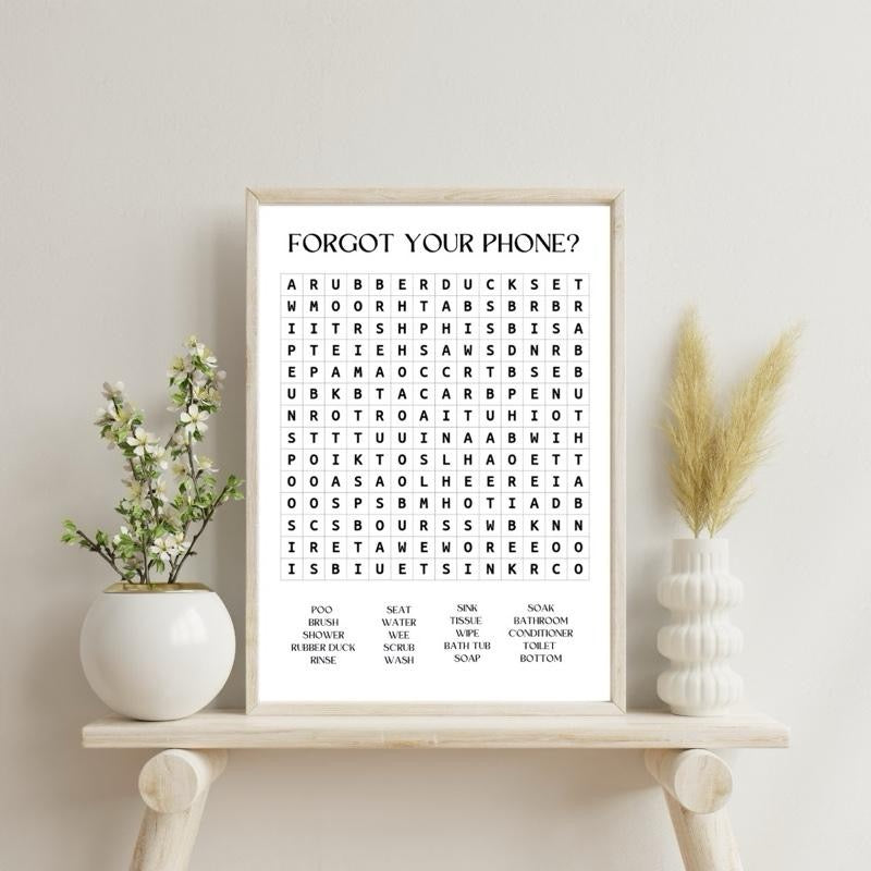 No Phone? Bathroom Wordsearch Print