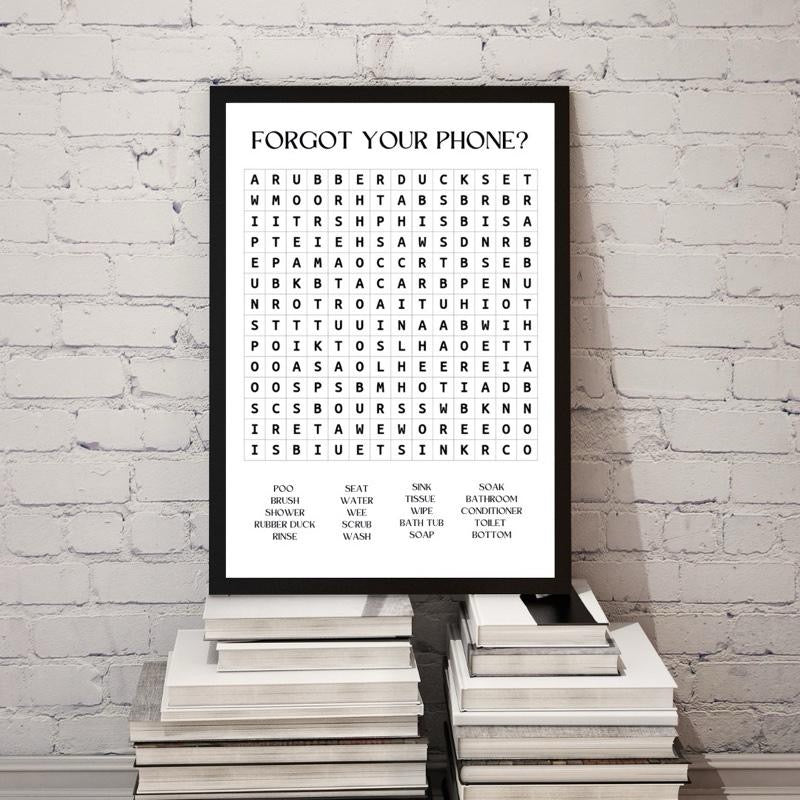 No Phone? Bathroom Wordsearch Print
