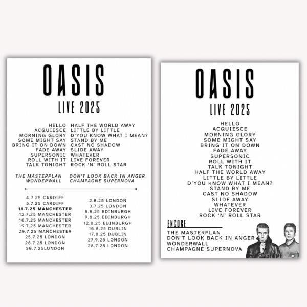 Oasis Live Tour 2025 Print
