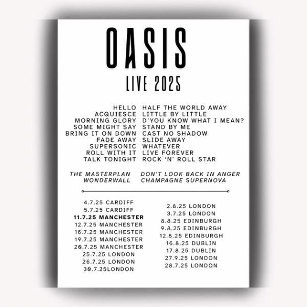Oasis Live Tour 2025 Print
