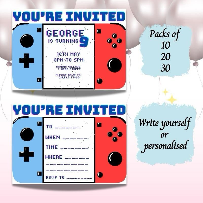 Personalised Gaming Childrens Birthday Invitations