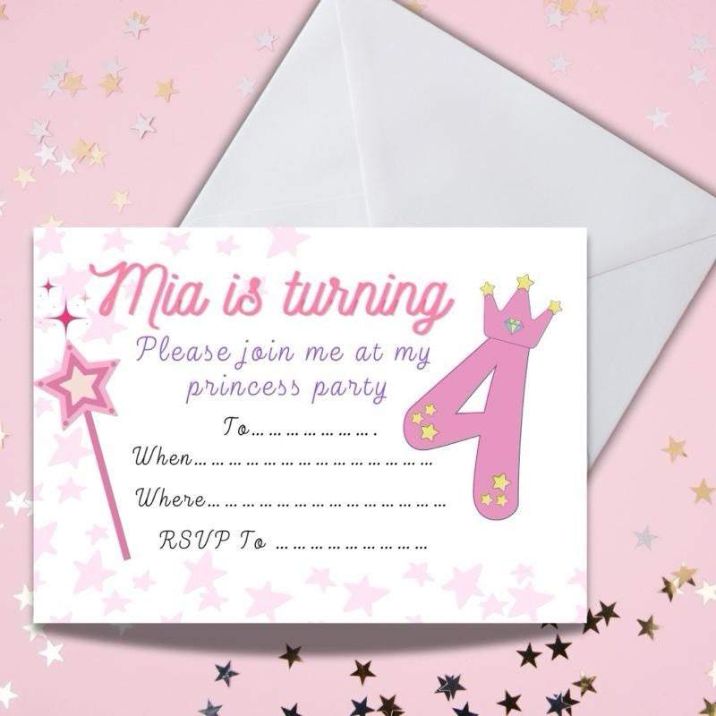 Personalised Princess Party Childrens Invitations