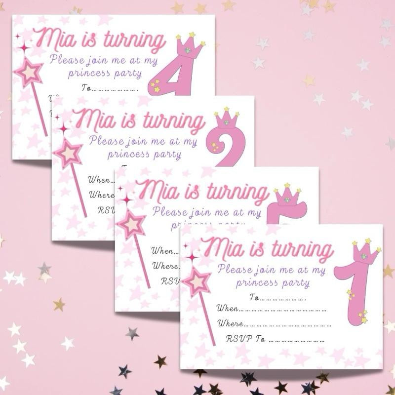 Personalised Princess Party Childrens Invitations