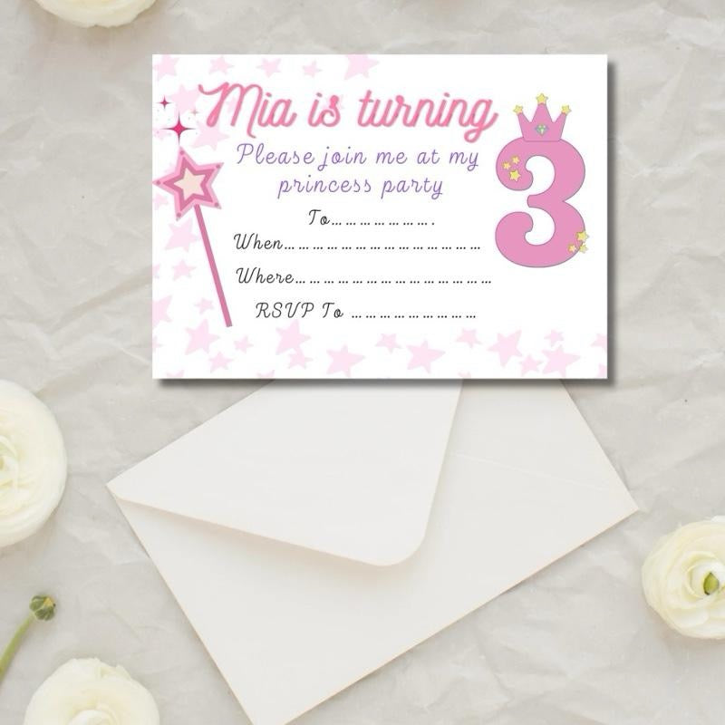 Personalised Princess Party Childrens Invitations