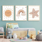 Neutral Sun, Rainbow & Star Prints Set of 3