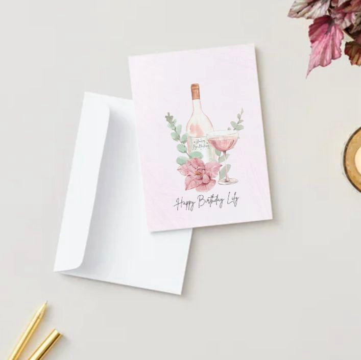 Personalised Floral Pink Birthday Card