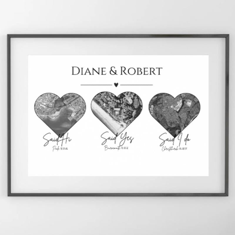 Said HI, Said Yes, Said I Do Personalised Map Print