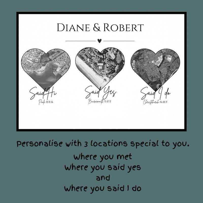 Said HI, Said Yes, Said I Do Personalised Map Print