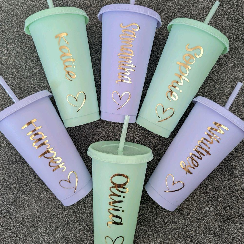 Personalised Named Tumbler Cup With Straw