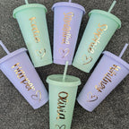 Personalised Named Tumbler Cup With Straw