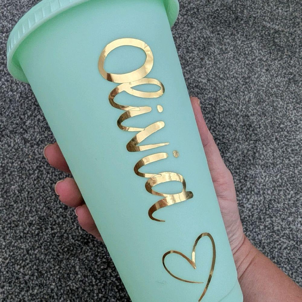 Personalised Named Tumbler Cup With Straw