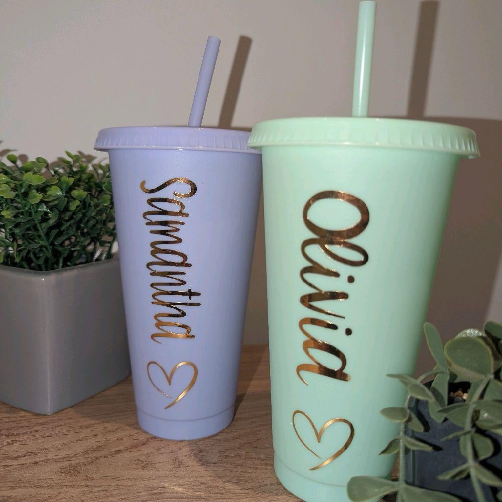 Personalised Named Tumbler Cup With Straw